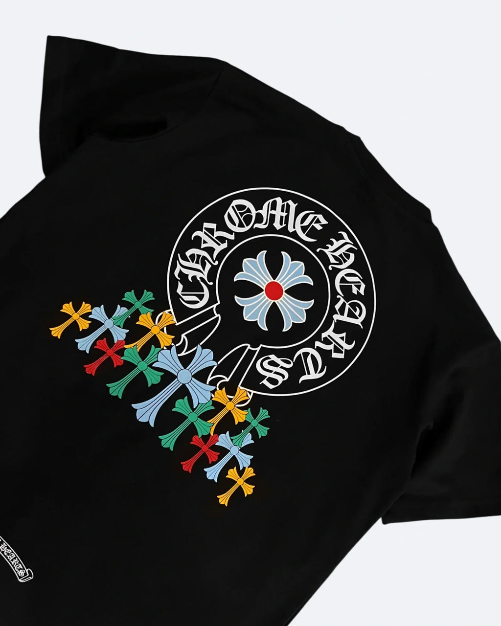 Chrome Hearts - Oversized tričko s vícebarevnými kříži - černé