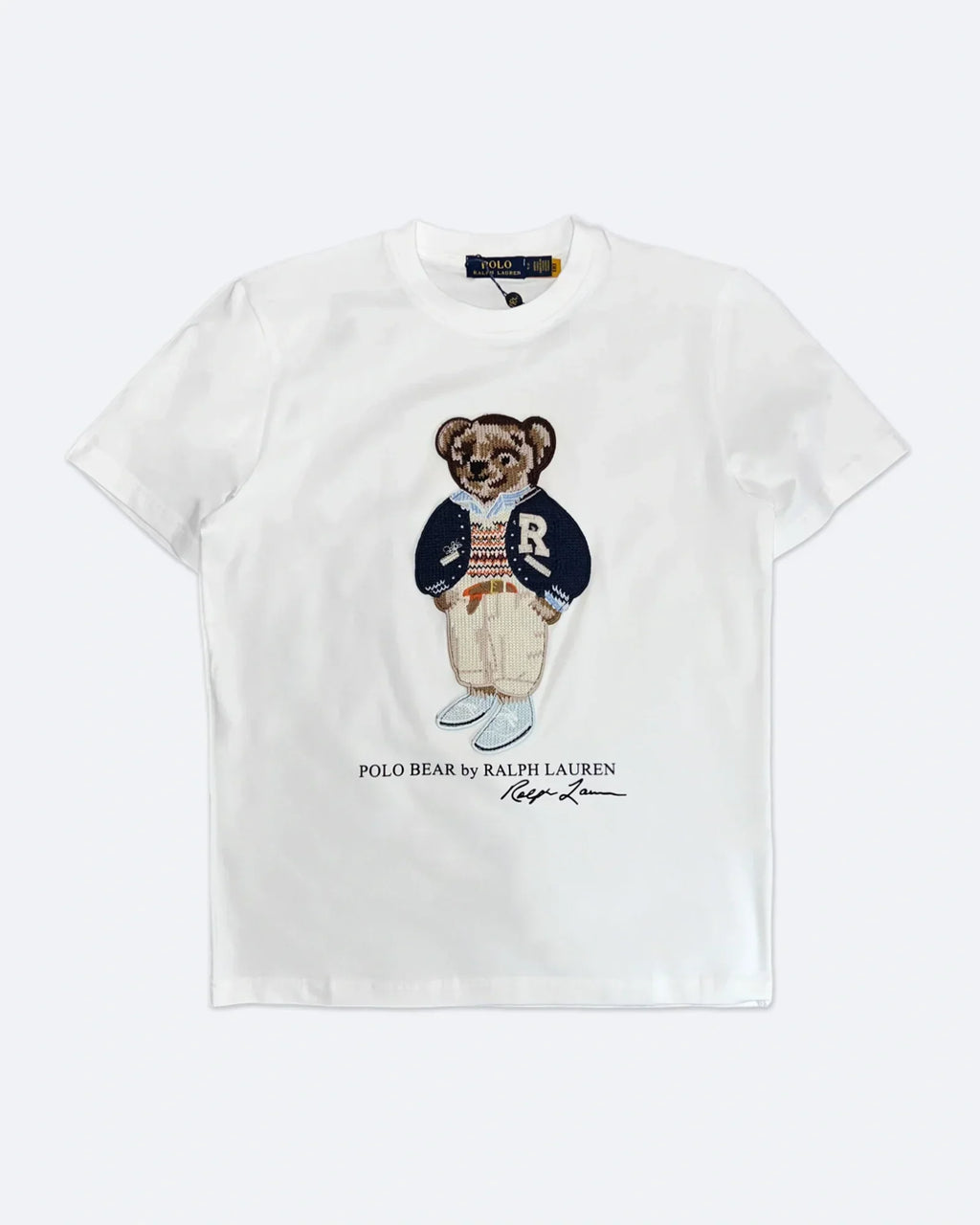 Ralph Lauren – Tričko s výšivkou College Polo Bear – Bílé