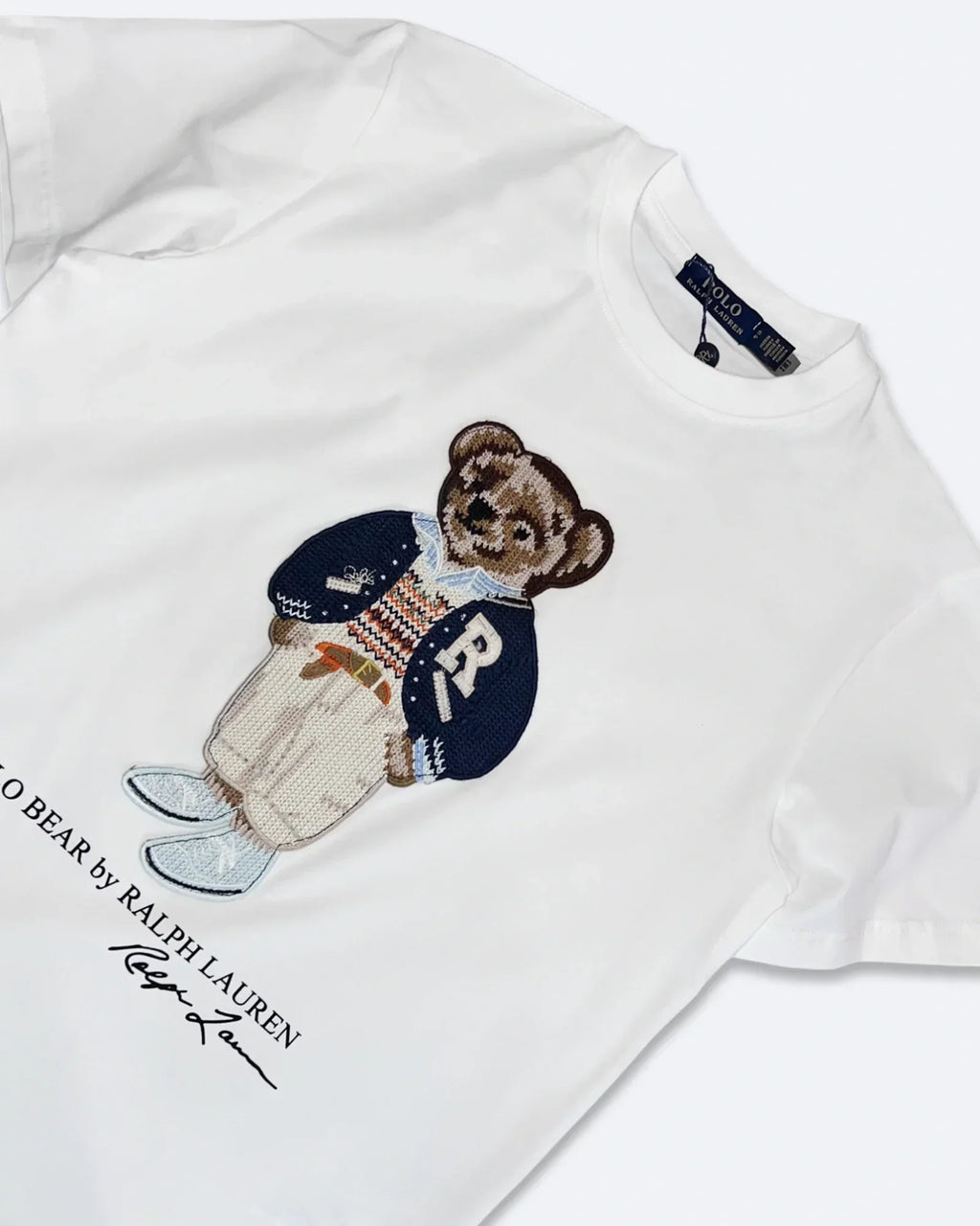 Ralph Lauren – Tričko s výšivkou College Polo Bear – Bílé
