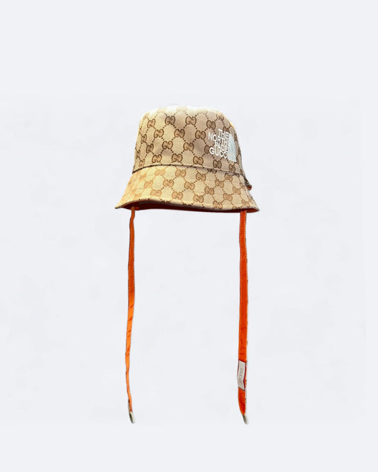 GC x The North Face – Oboustranný klobouk typu „bucket hat“ GG – béžová/oranžová