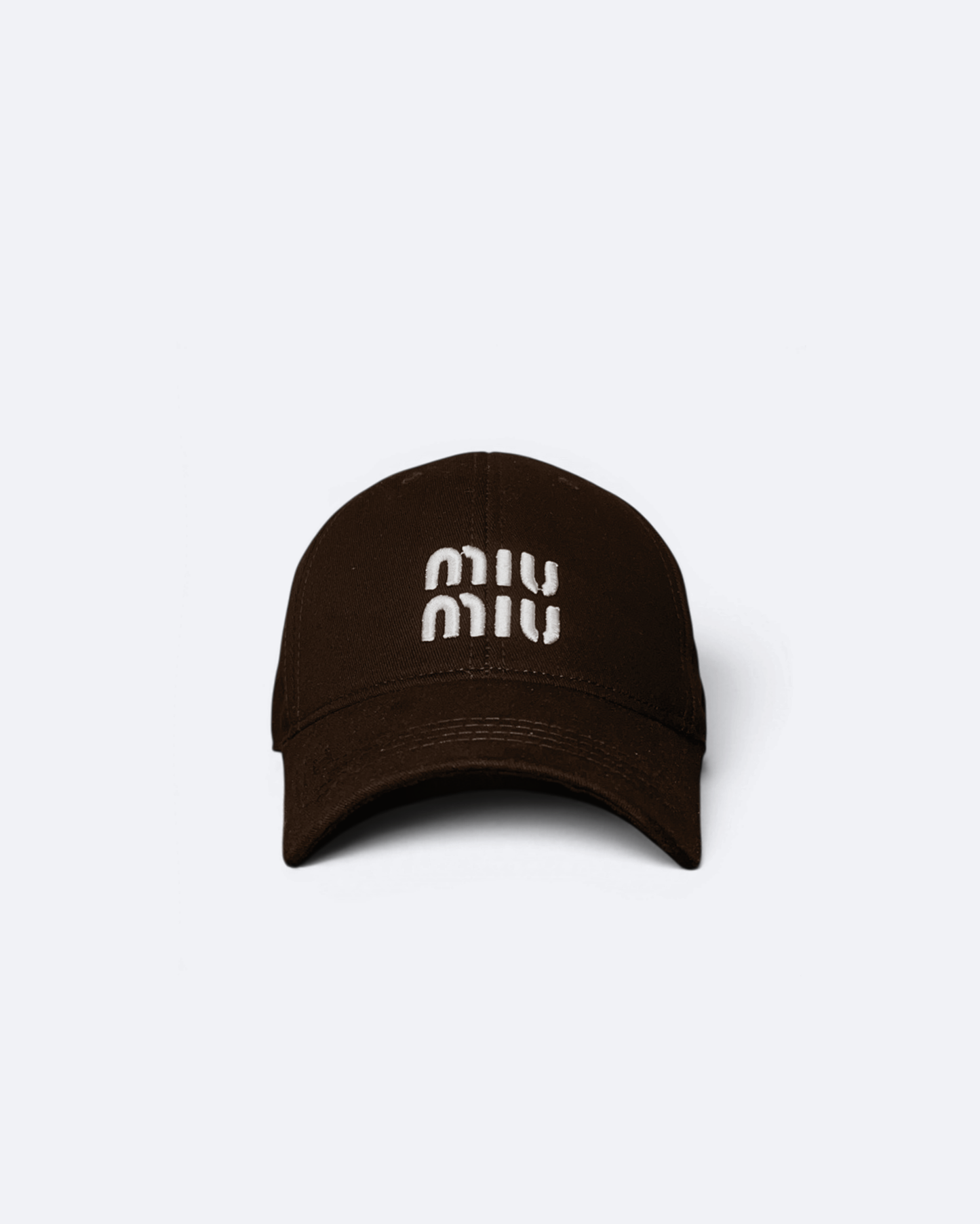 Miu Miu - White Logo Embroidery Cap - Dark Brown