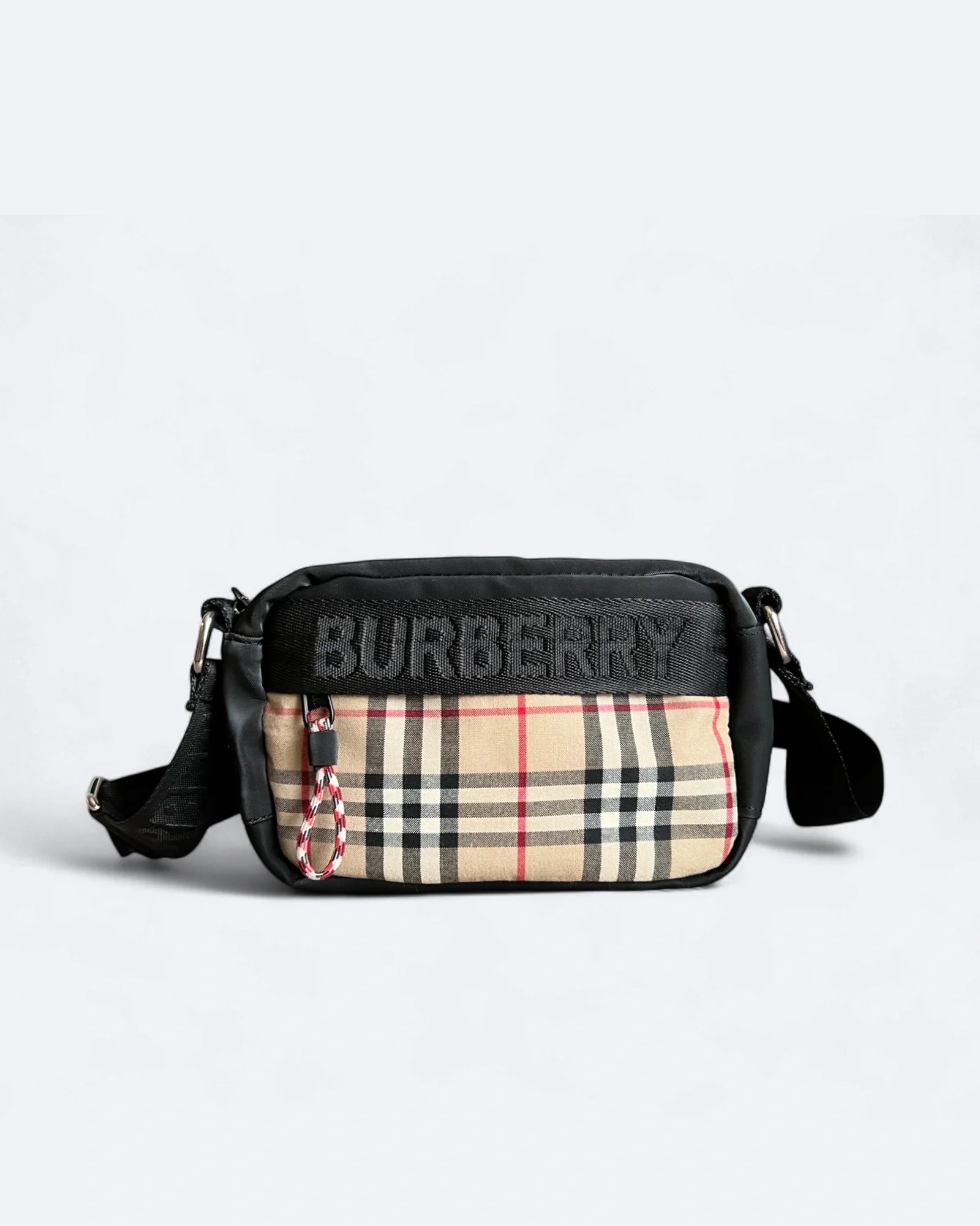 Burberry – Crossbody taška se vzorem kostky – černá