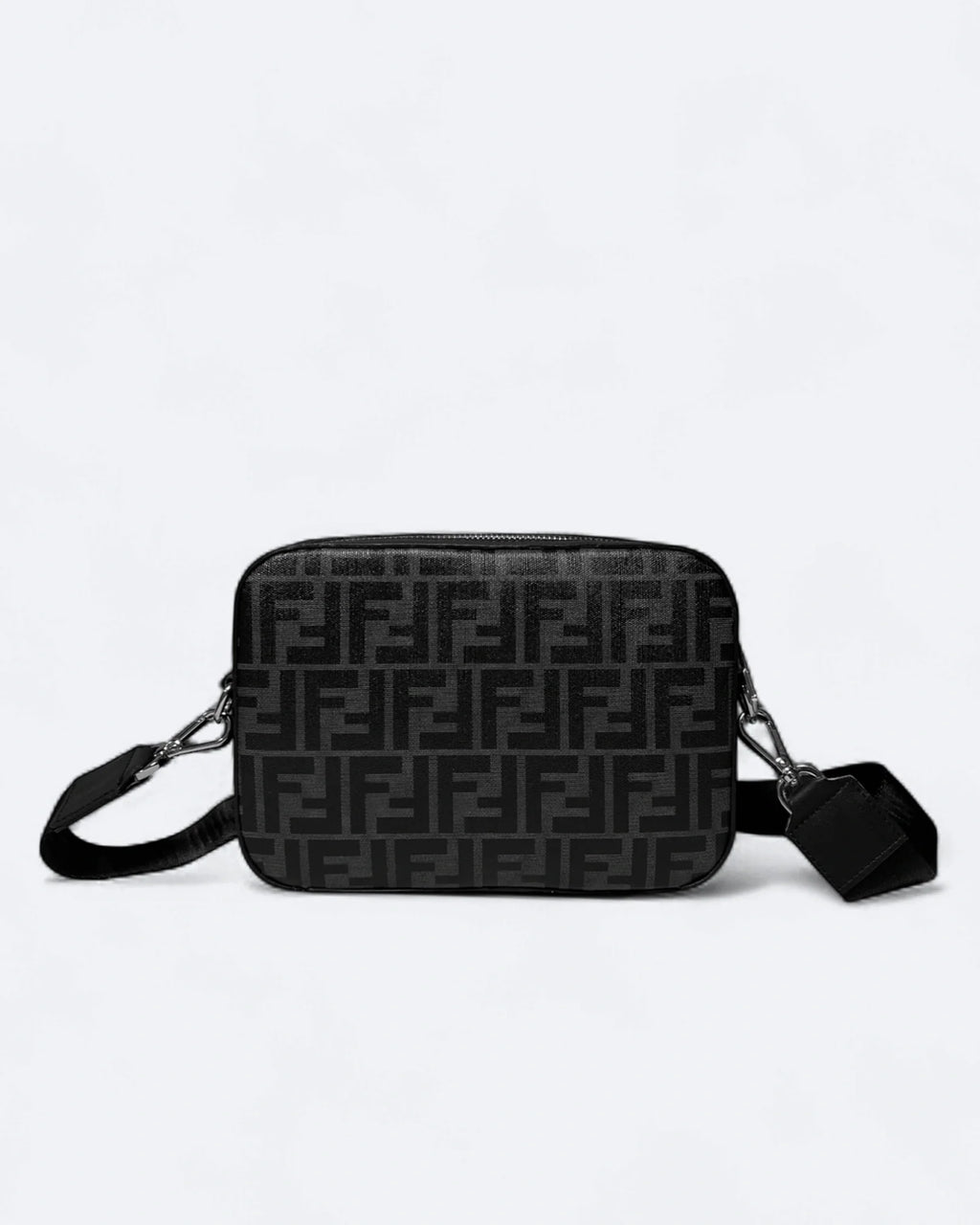Fendi - Messenger taška se žlutým pruhem - Černá