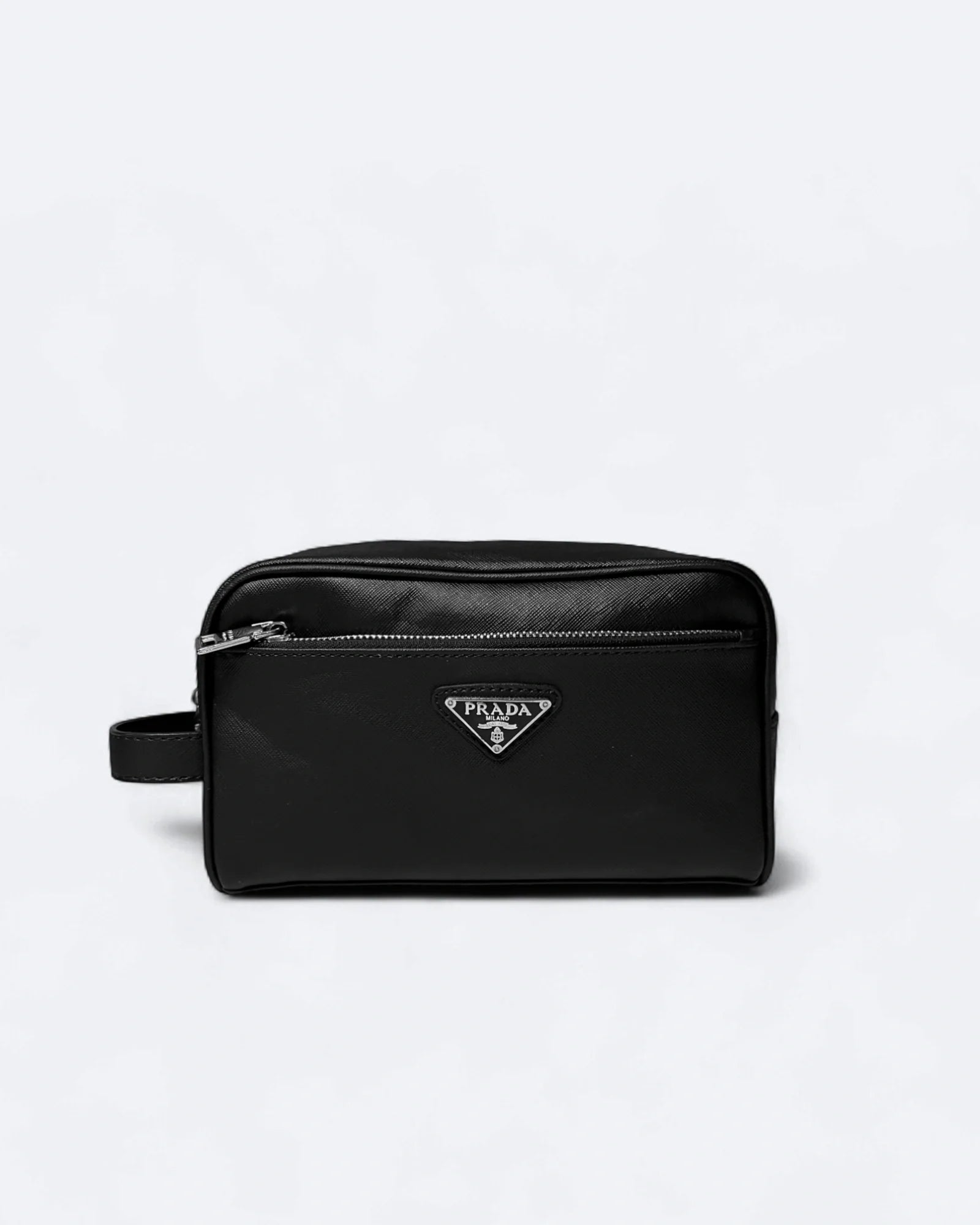 Prada - Kožená kabelka na ruku s logem - černá