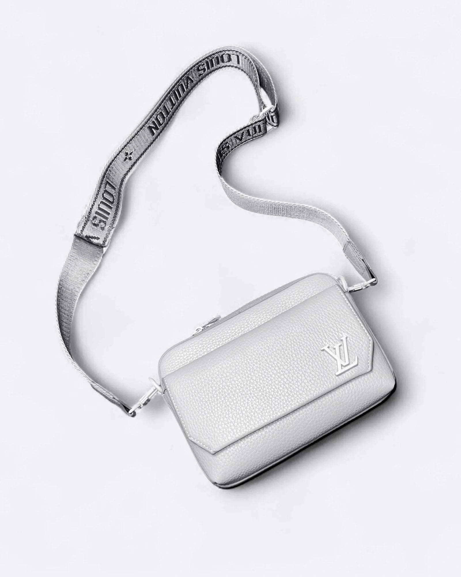LVTN – Kožená mini messenger brašna – světle šedá