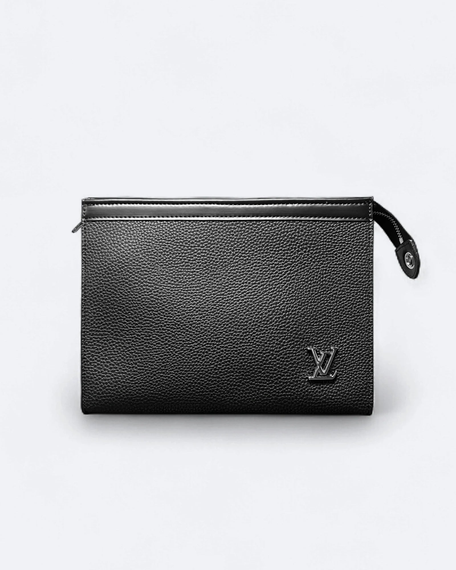 LVTN - Stříbrná monogramová kožená kabelka psaníčko - Černá