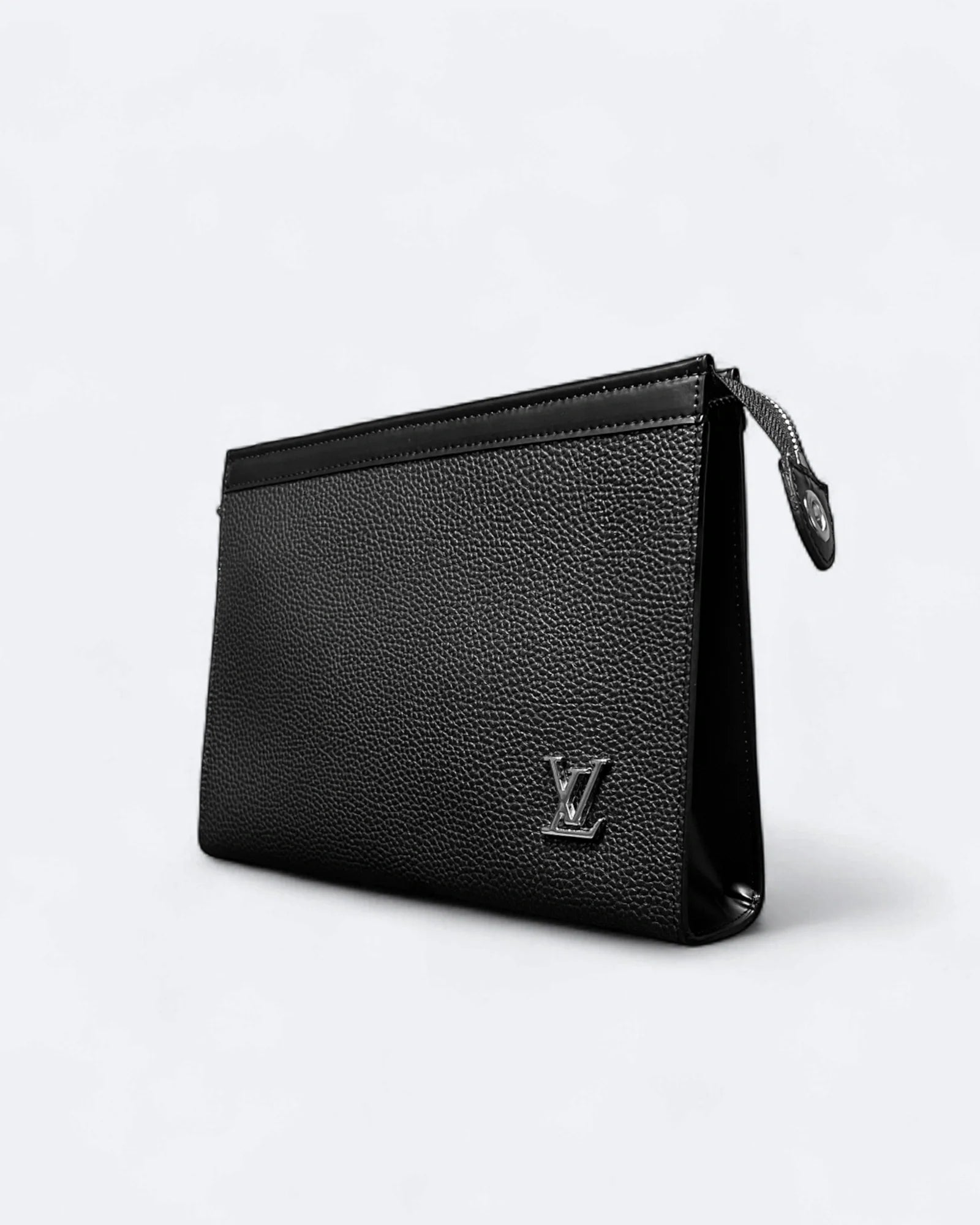LVTN - Stříbrná monogramová kožená kabelka psaníčko - Černá