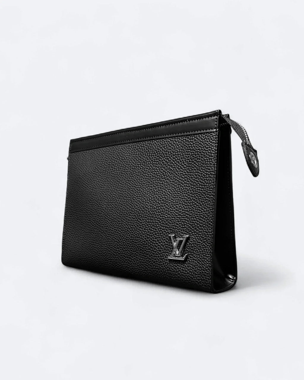 LVTN - Stříbrná monogramová kožená kabelka psaníčko - Černá