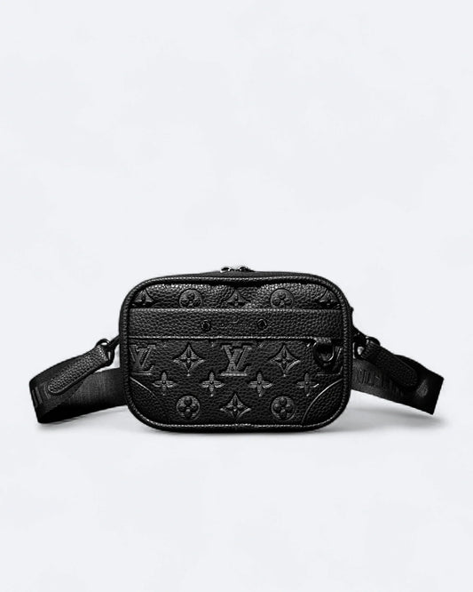LVTN - Alpha Leather Embossed Crossbody Bag - Black