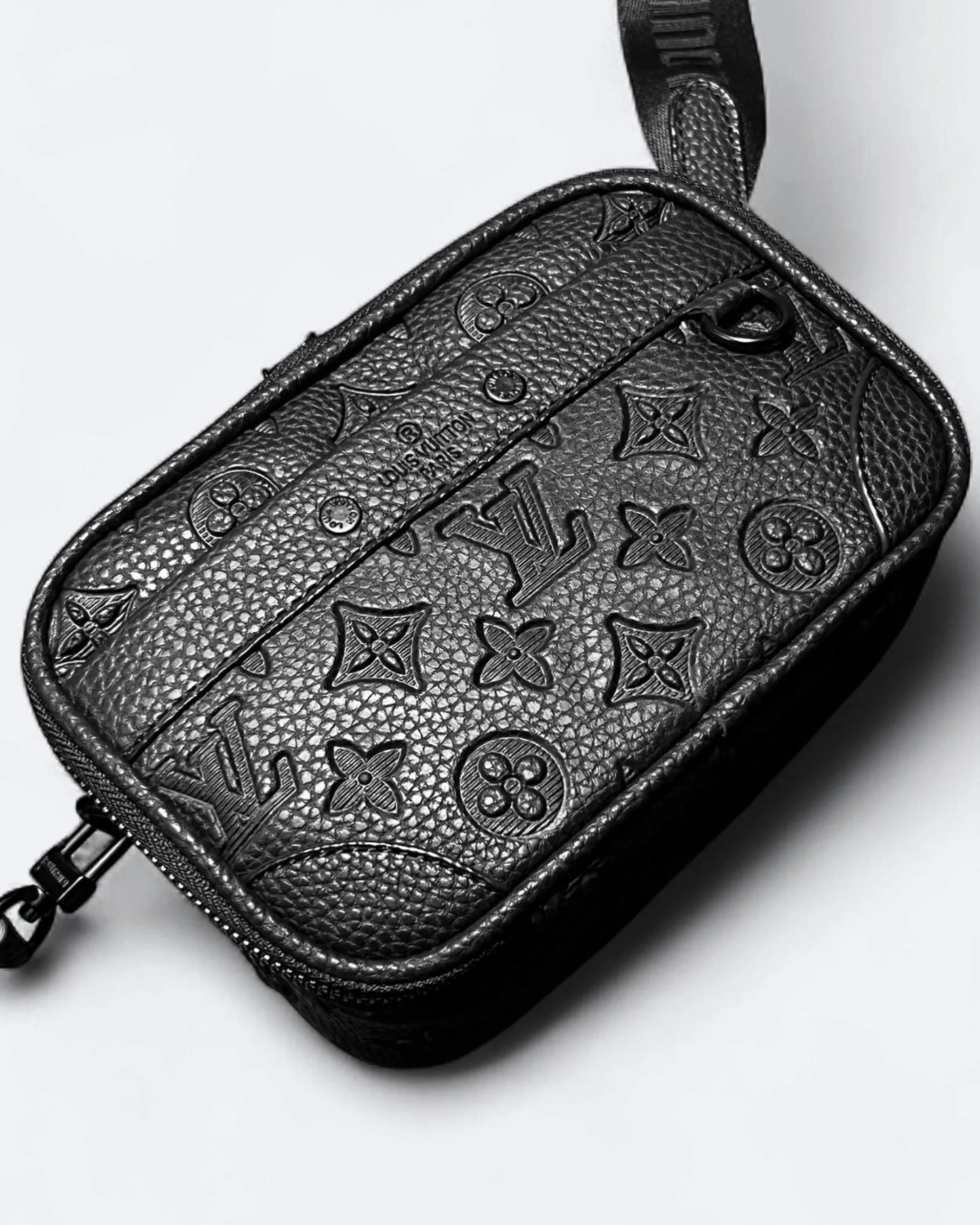 LVTN - Alpha Leather Embossed Crossbody Bag - Black
