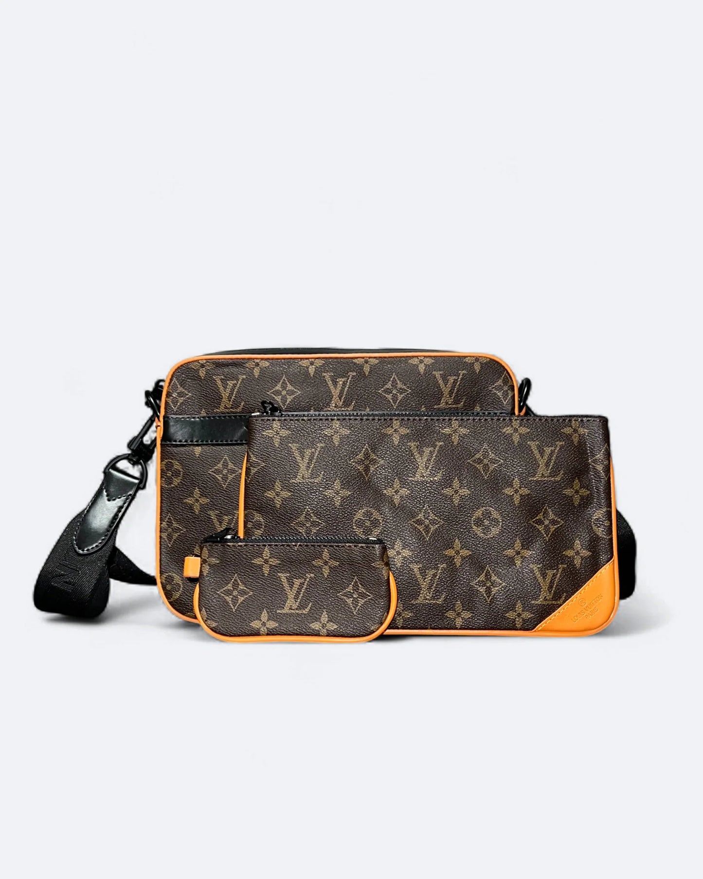 LVTN - Monogram Pattern Trio Set Bags - Brown/Orange