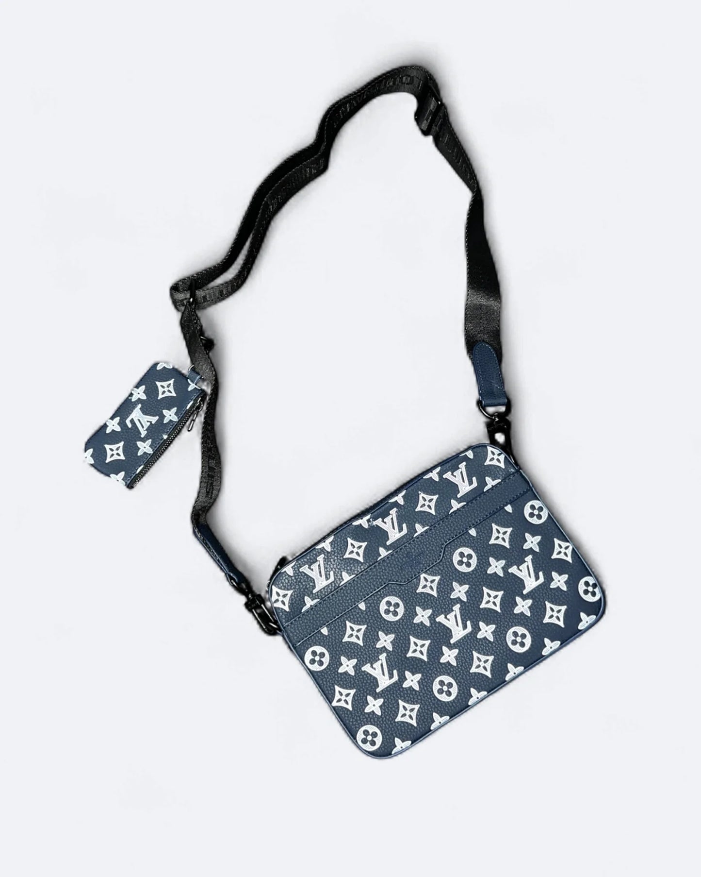 LVTN - Monogram Pattern Trio Set Bags - Dark Blue/White