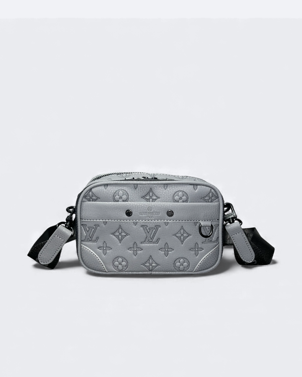 LVTN – Crossbody kabelka s reliéfním vzorem z kůže Alpha – šedá