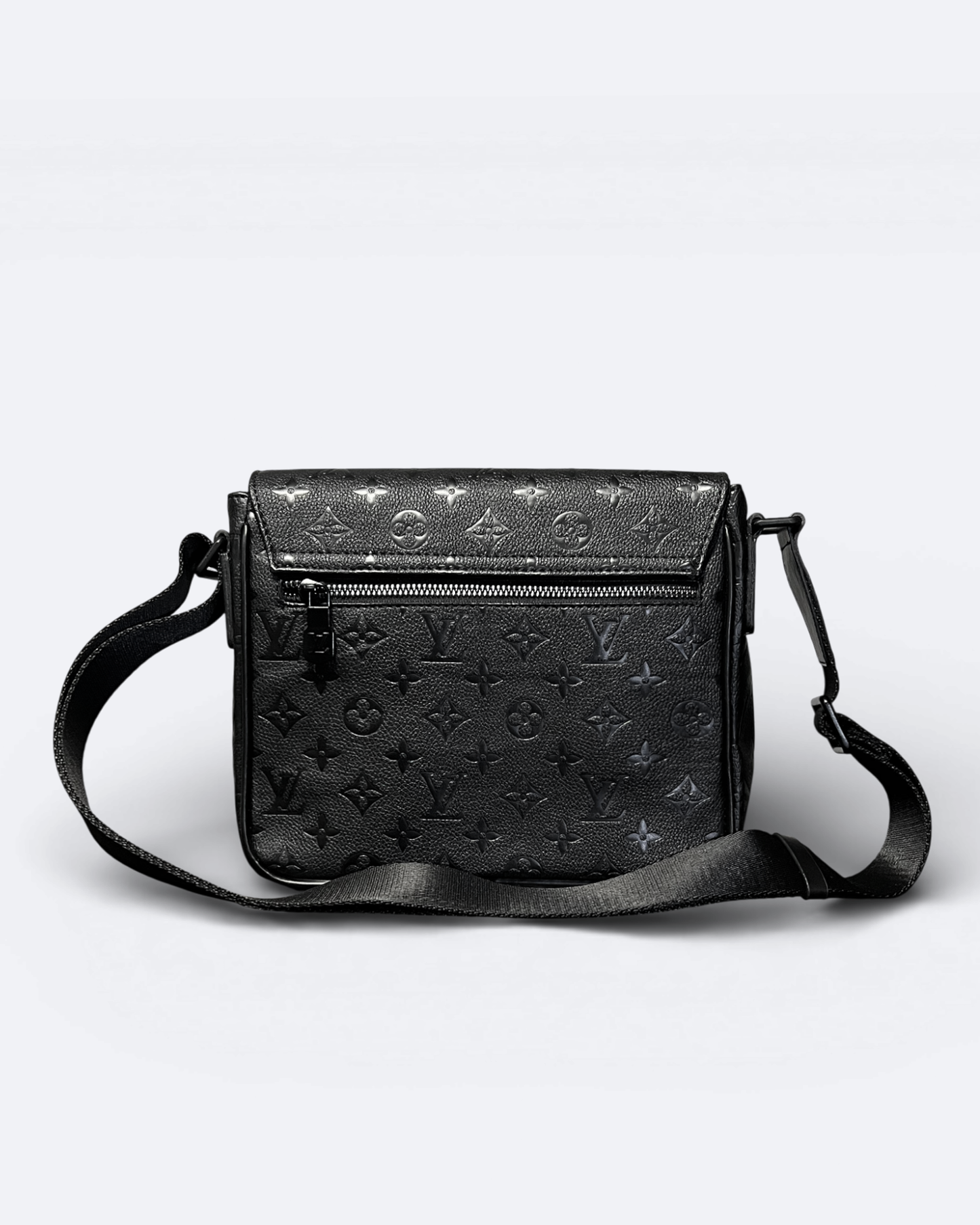 LVTN - Pattern Embossed Messenger Bag - Black