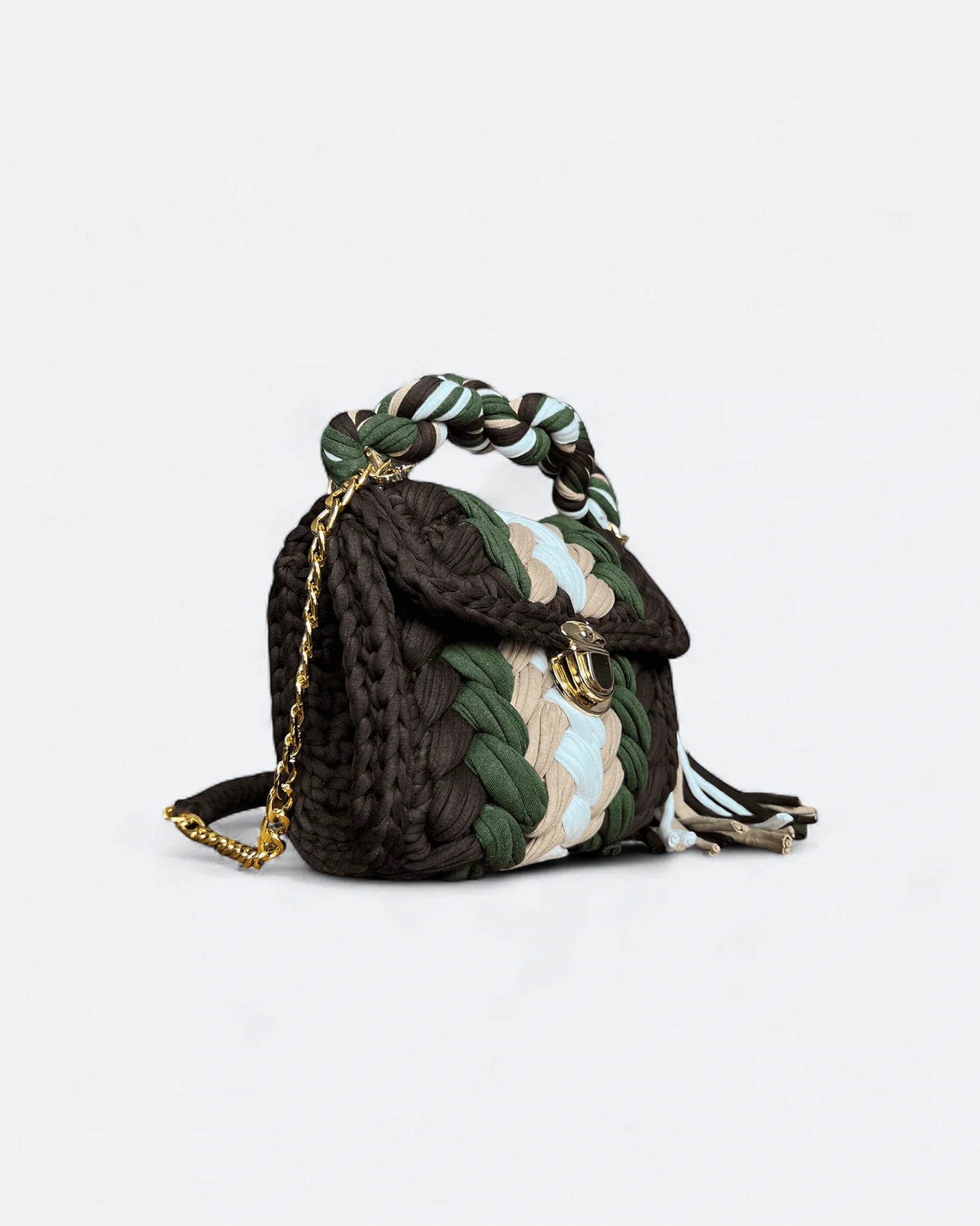 Michael Kors - Pletená mini kabelka - zeleno/hnědá