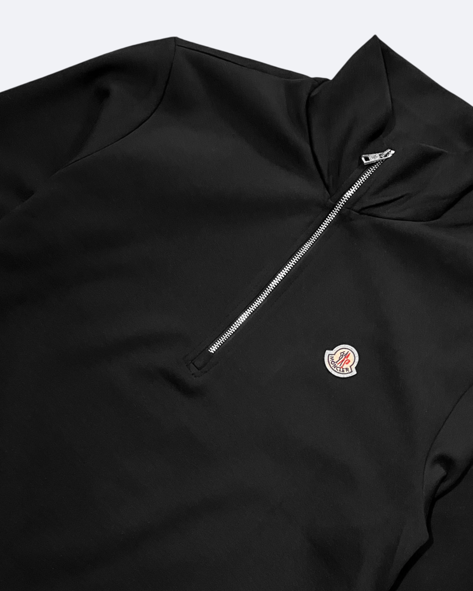 Moncler - Mikina s polovičním zipem s logem - Černá