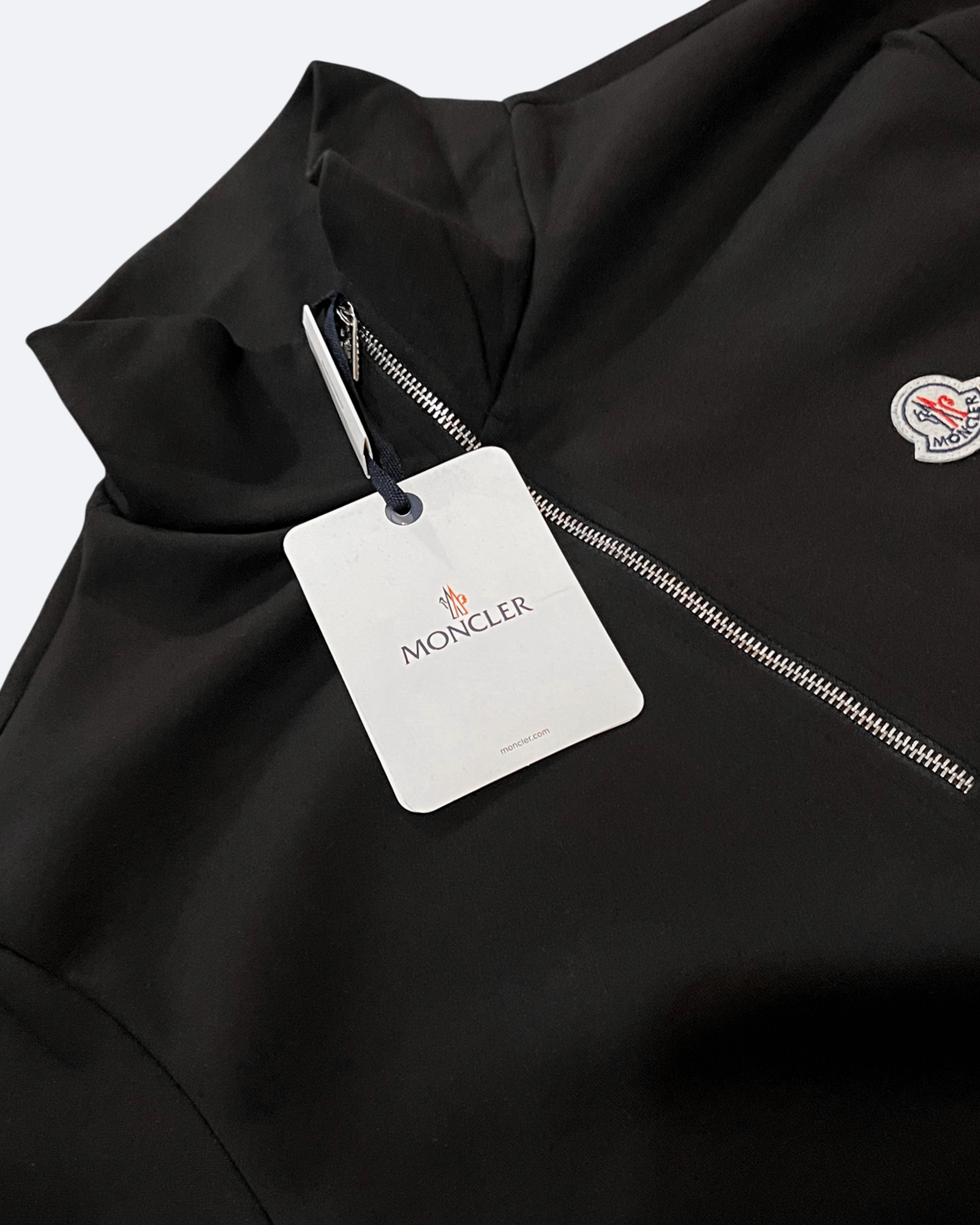 Moncler - Mikina s polovičním zipem s logem - Černá
