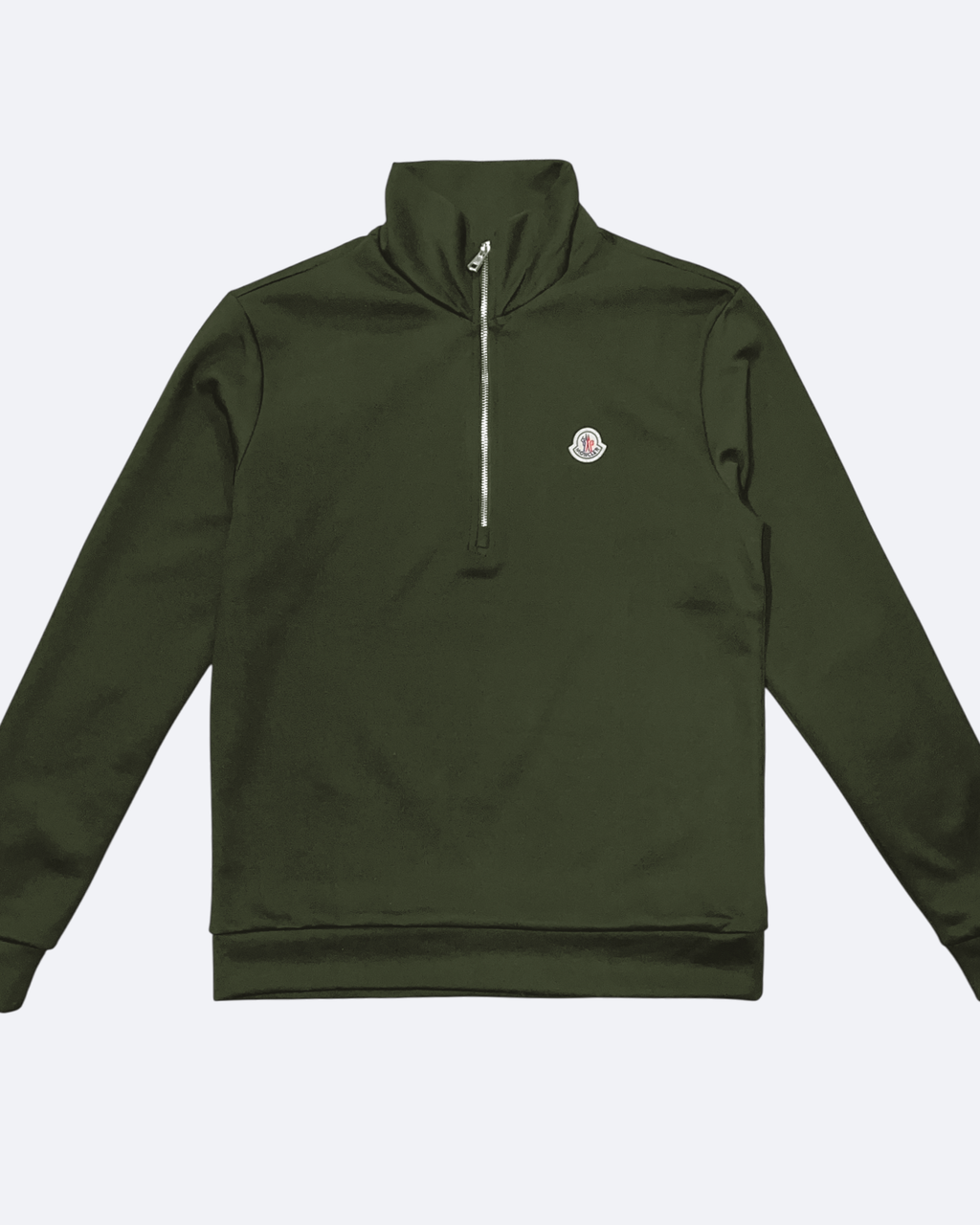 Moncler – mikina na půl zipu s logem – olivově zelená