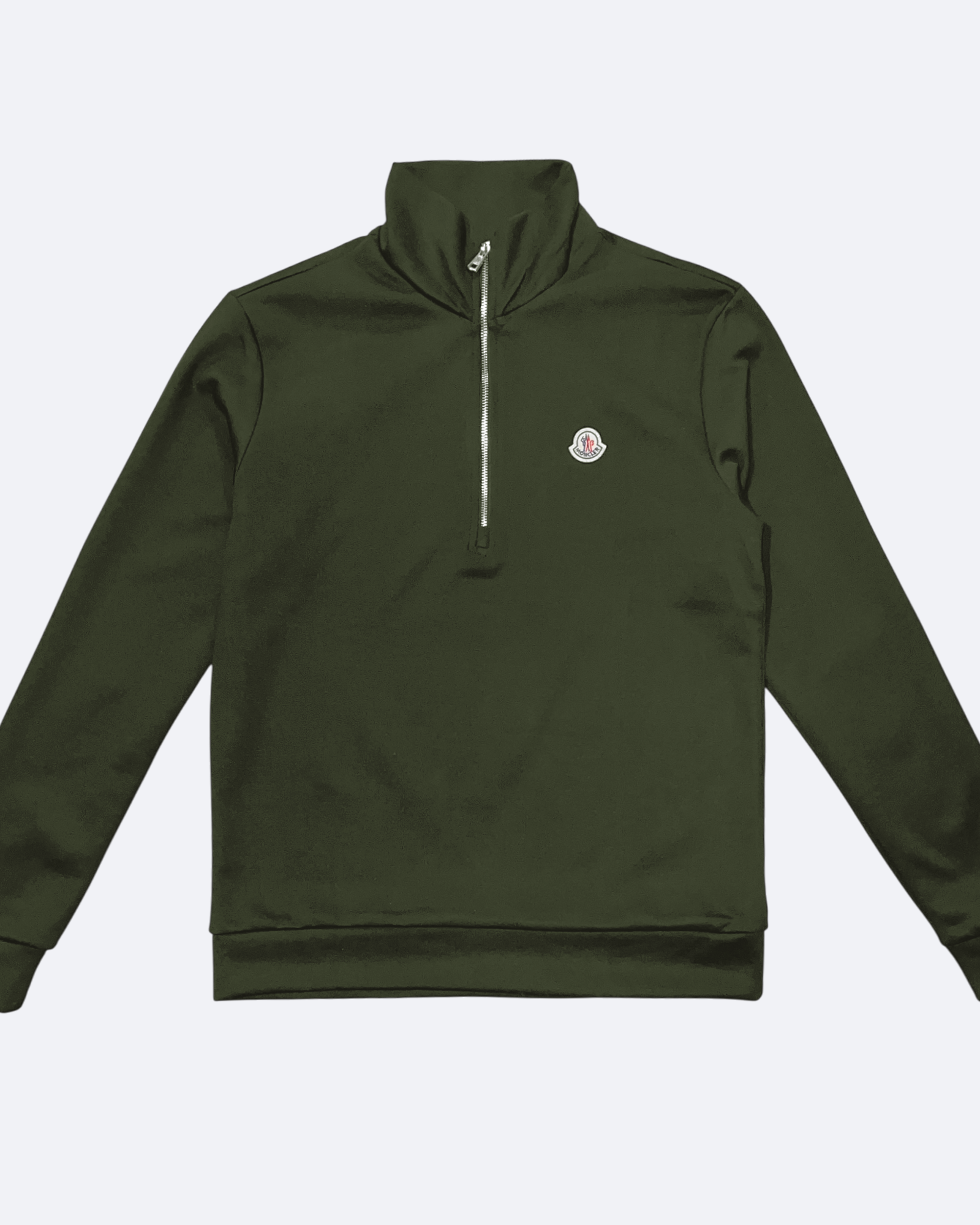 Moncler – mikina na půl zipu s logem – olivově zelená