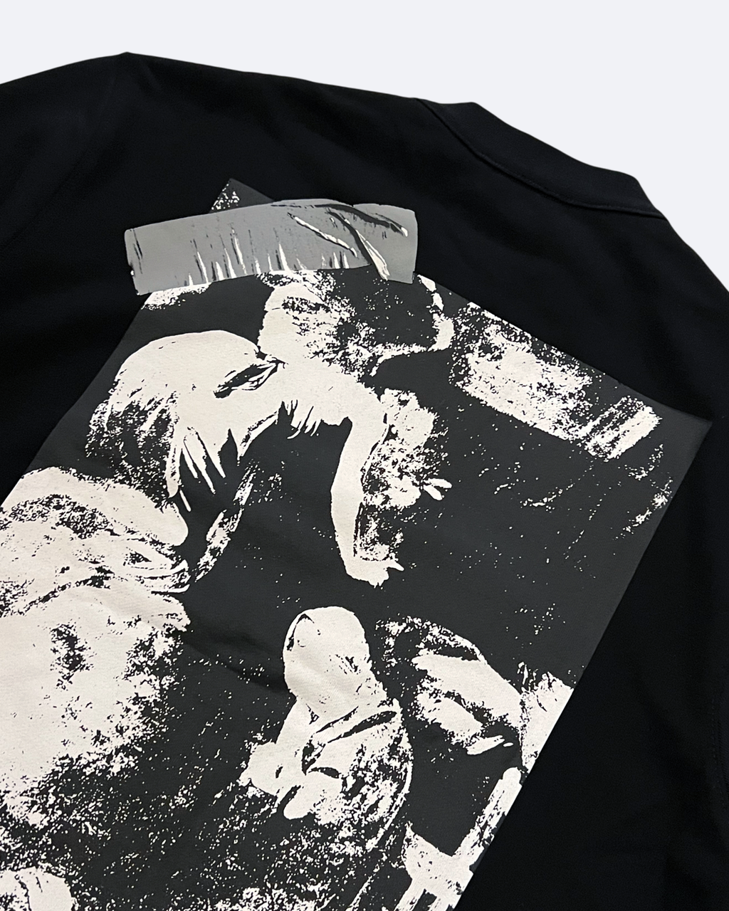 Off-White – Mikina na zip s grafikou stříbrné pásky – černá