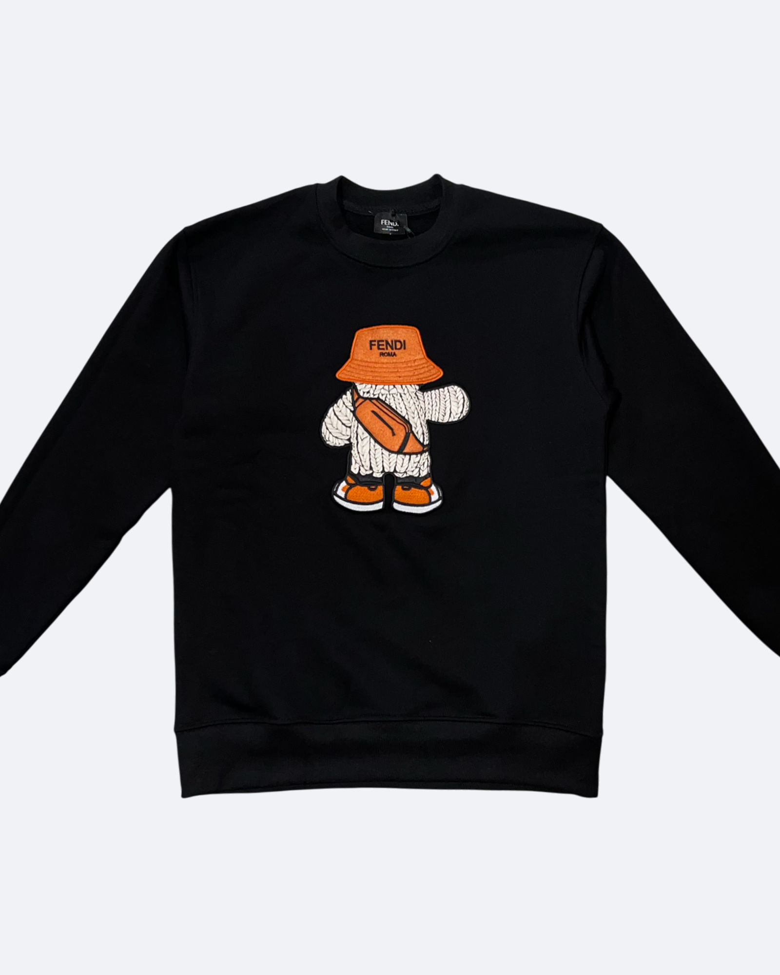Fendi - Mikina s vyšitým maskotem - Černá