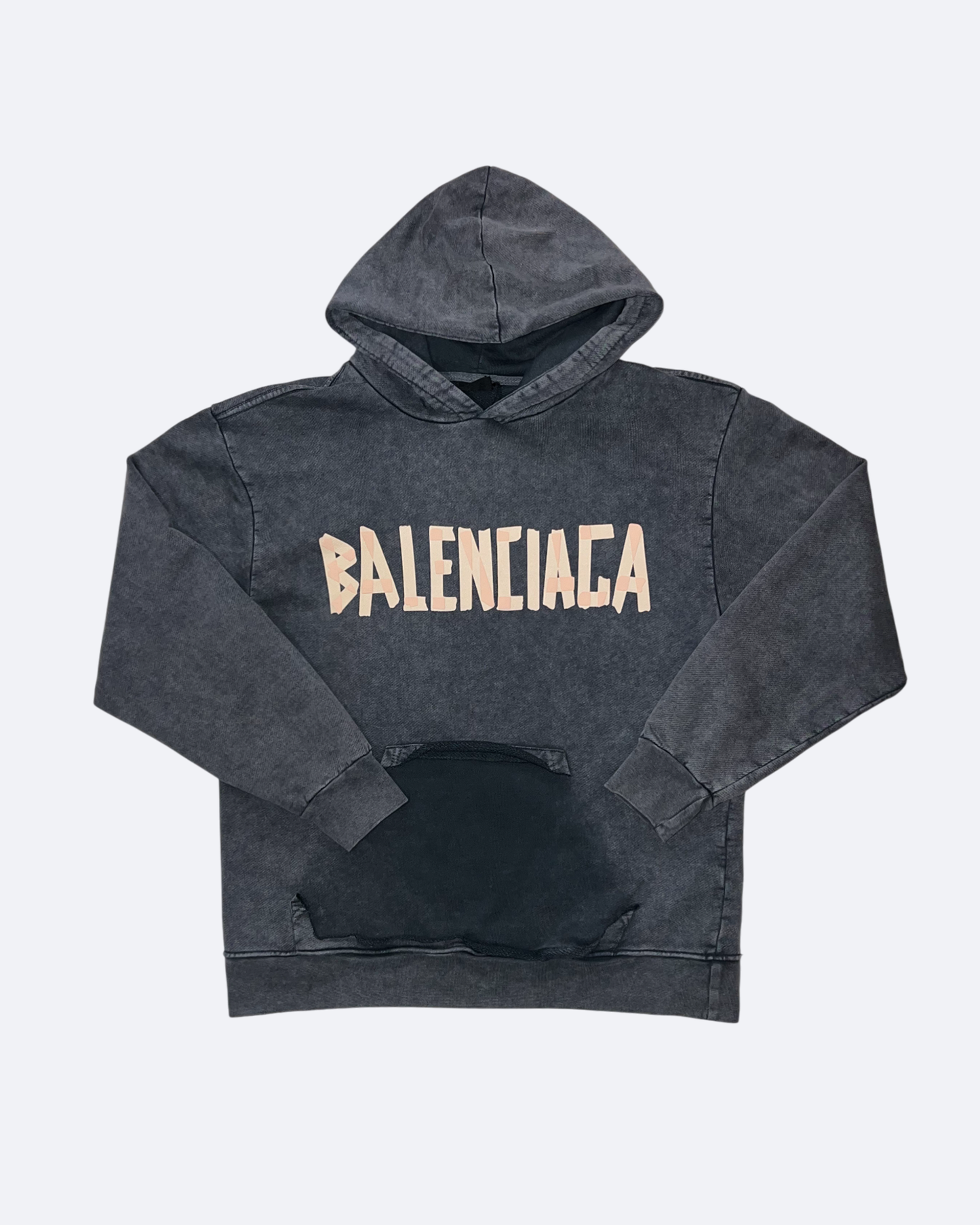 Balenciaga - Mikina s kapucí Yellow Tape - Tmavě šedá