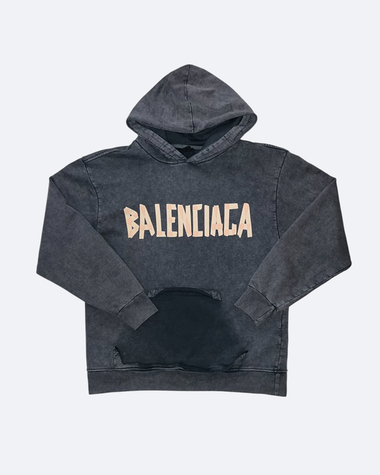 Balenciaga - Yellow Tape Hoodie - Dark Gray