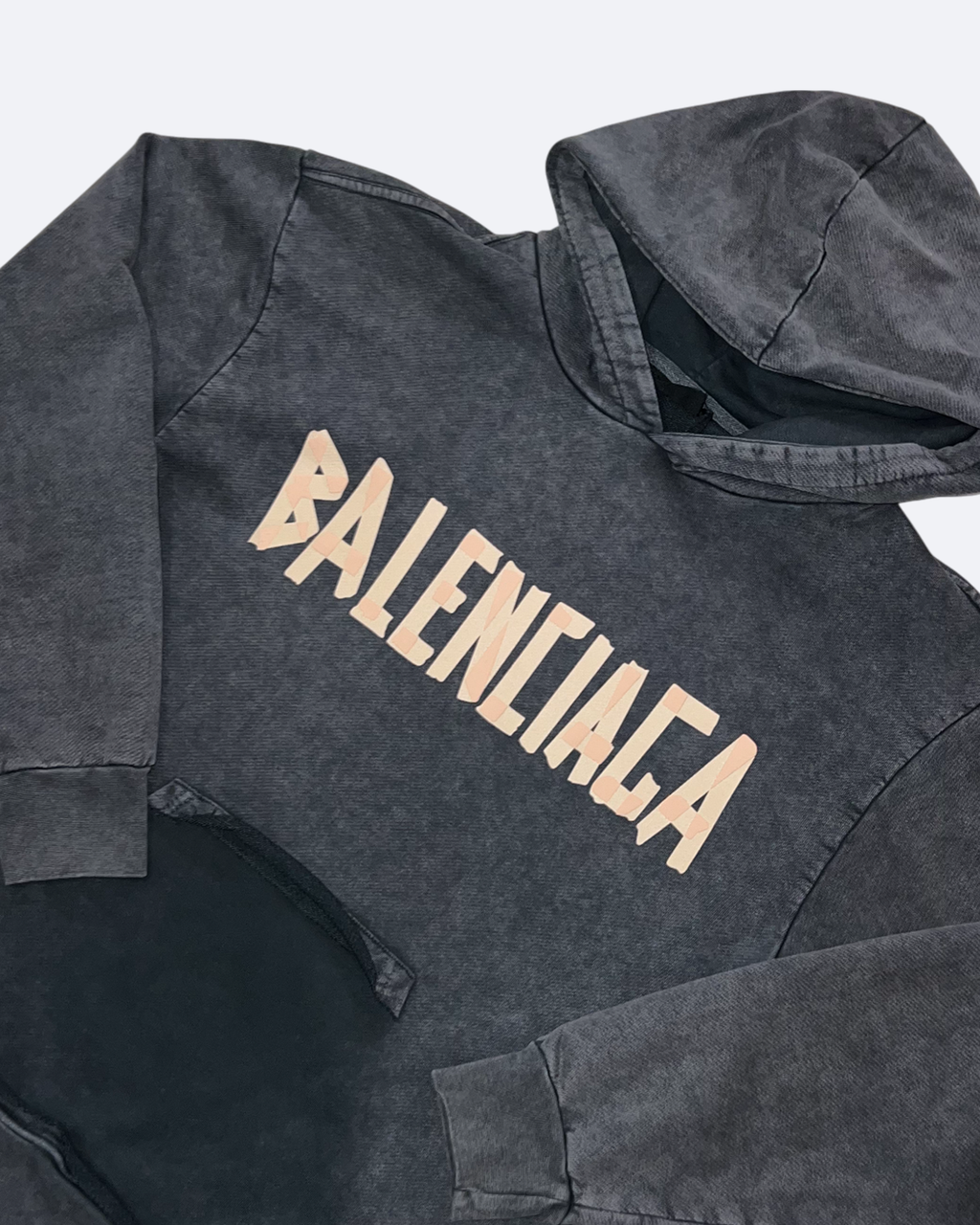 Balenciaga - Mikina s kapucí Yellow Tape - Tmavě šedá
