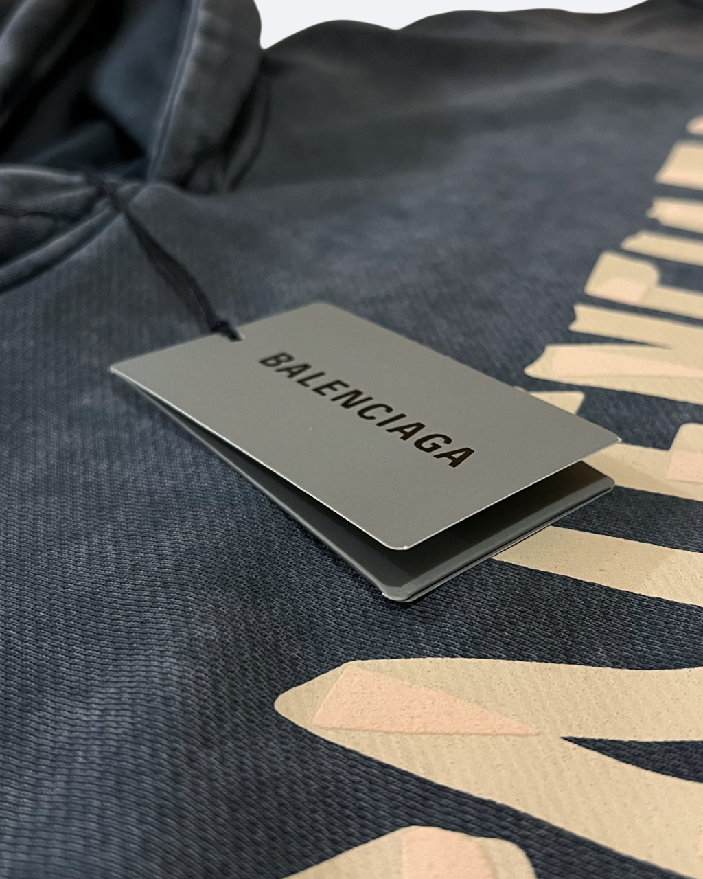 Balenciaga - Mikina s kapucí Yellow Tape - Tmavě šedá