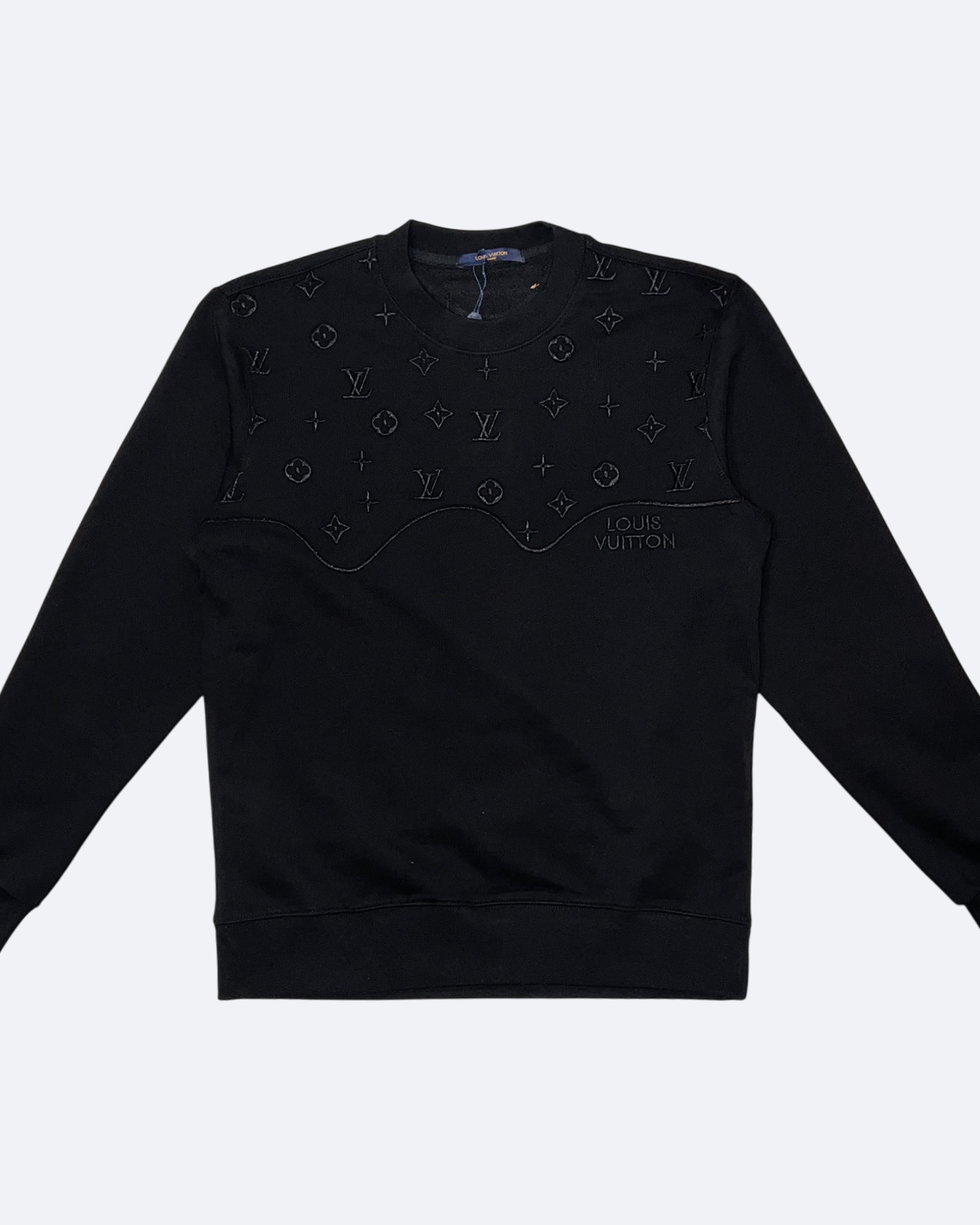 LVTN - Wave Pattern Embroidery Sweatshirt - Black