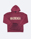 Balenciaga – Mikina s kapucí Yellow Tape – Bordeau