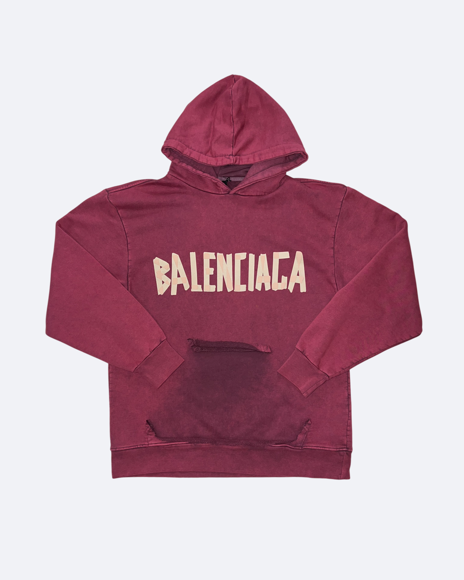 Balenciaga – Mikina s kapucí Yellow Tape – Bordeau