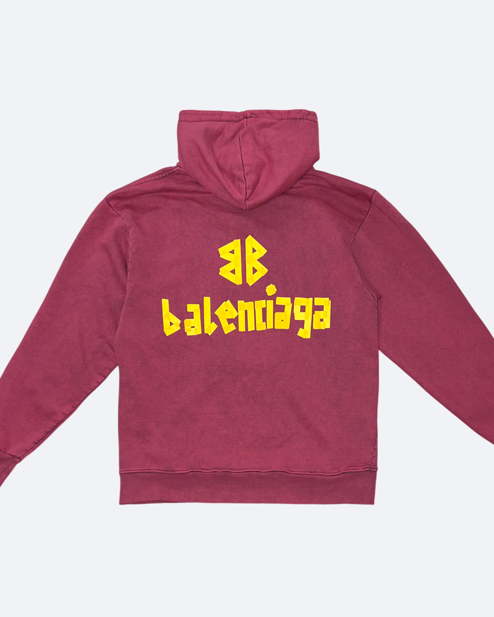 Balenciaga – Mikina s kapucí Yellow Tape – Bordeau