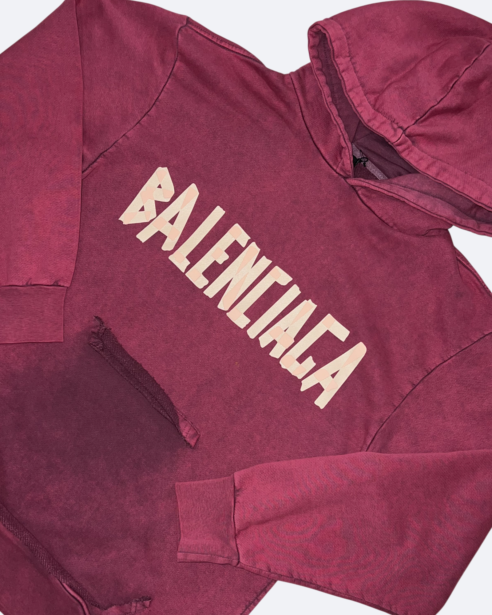 Balenciaga – Mikina s kapucí Yellow Tape – Bordeau
