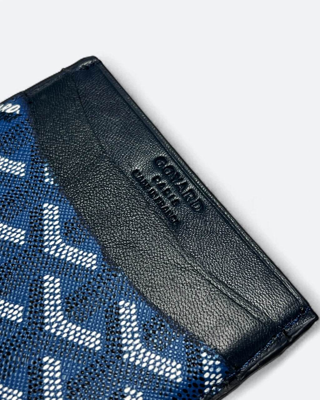 Pouzdro na karty se vzorem Goyard – tmavě modré