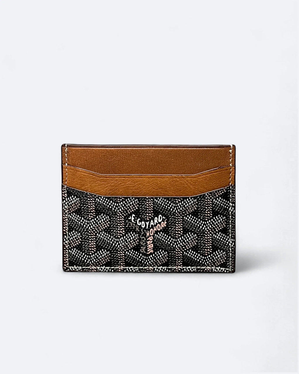 Goyard Pattern pouzdro na karty – hnědá kůže