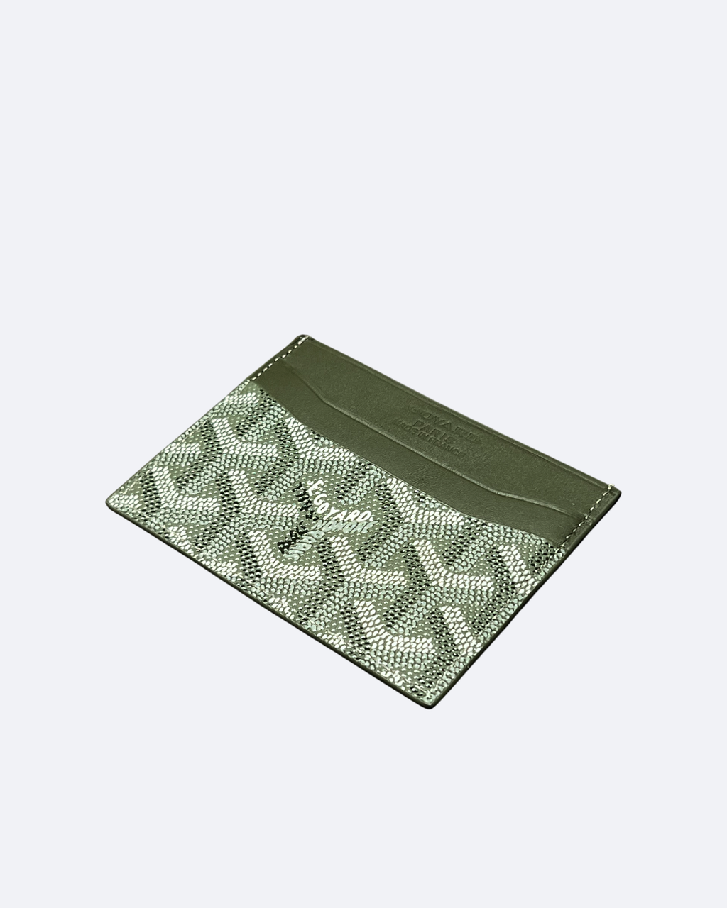 Pouzdro na karty se vzorem Goyard – Khaki zelená