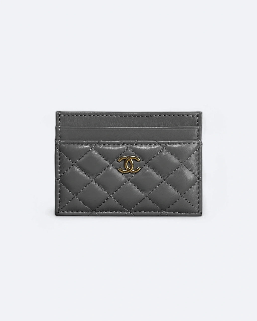 Chanel - Pufové pouzdro na karty - šedé