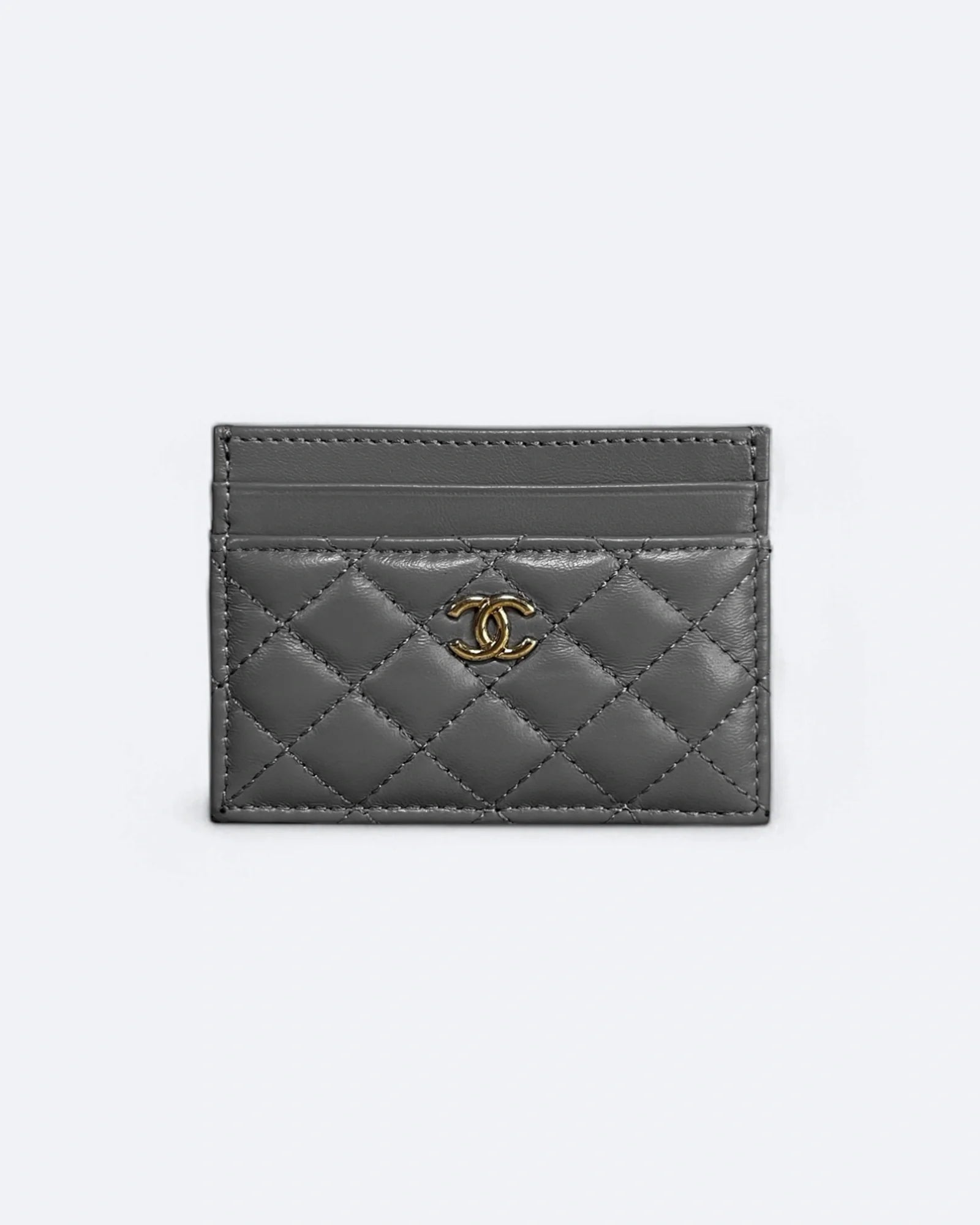 Chanel - Pufové pouzdro na karty - šedé