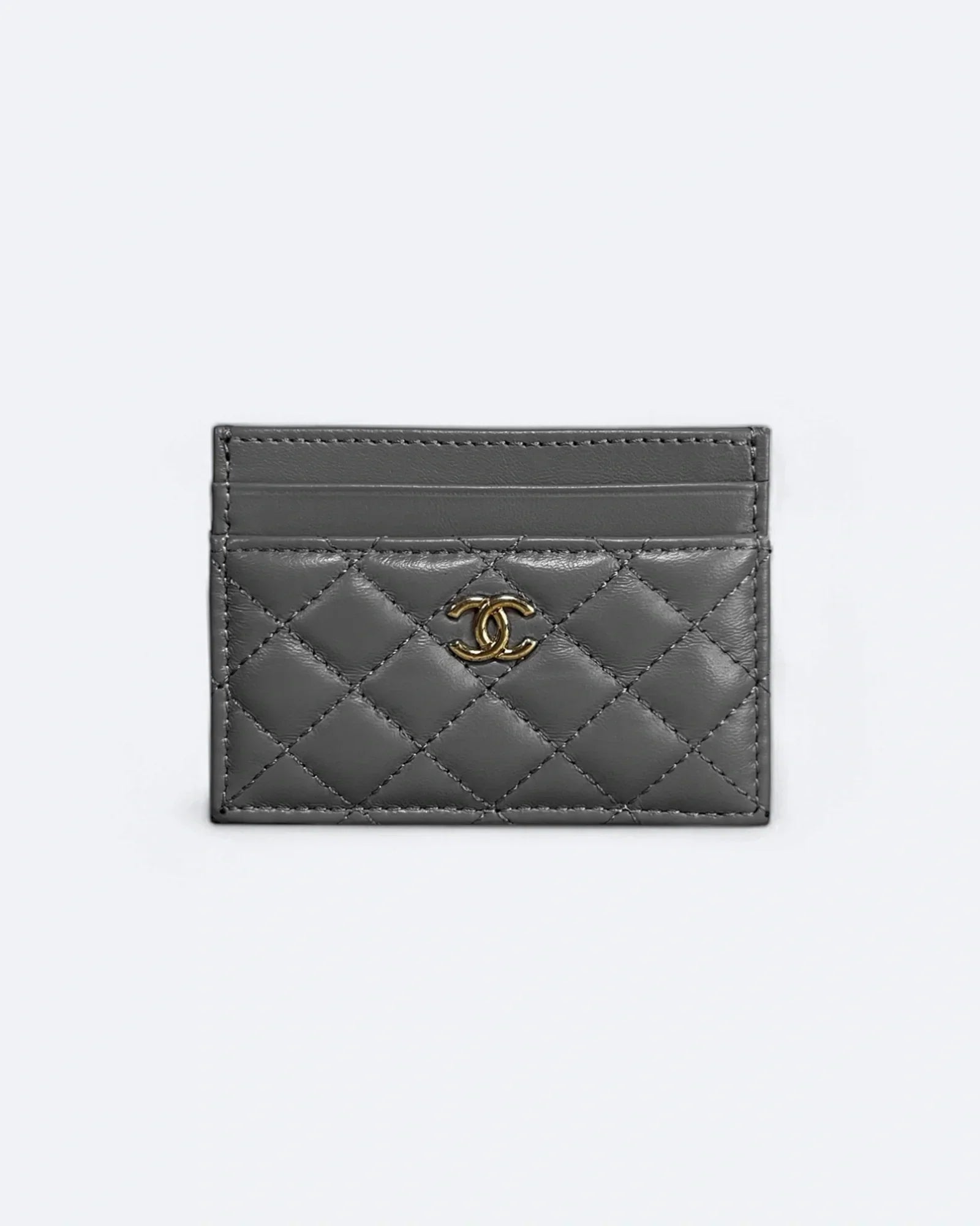 Chanel - Pufové pouzdro na karty - šedé