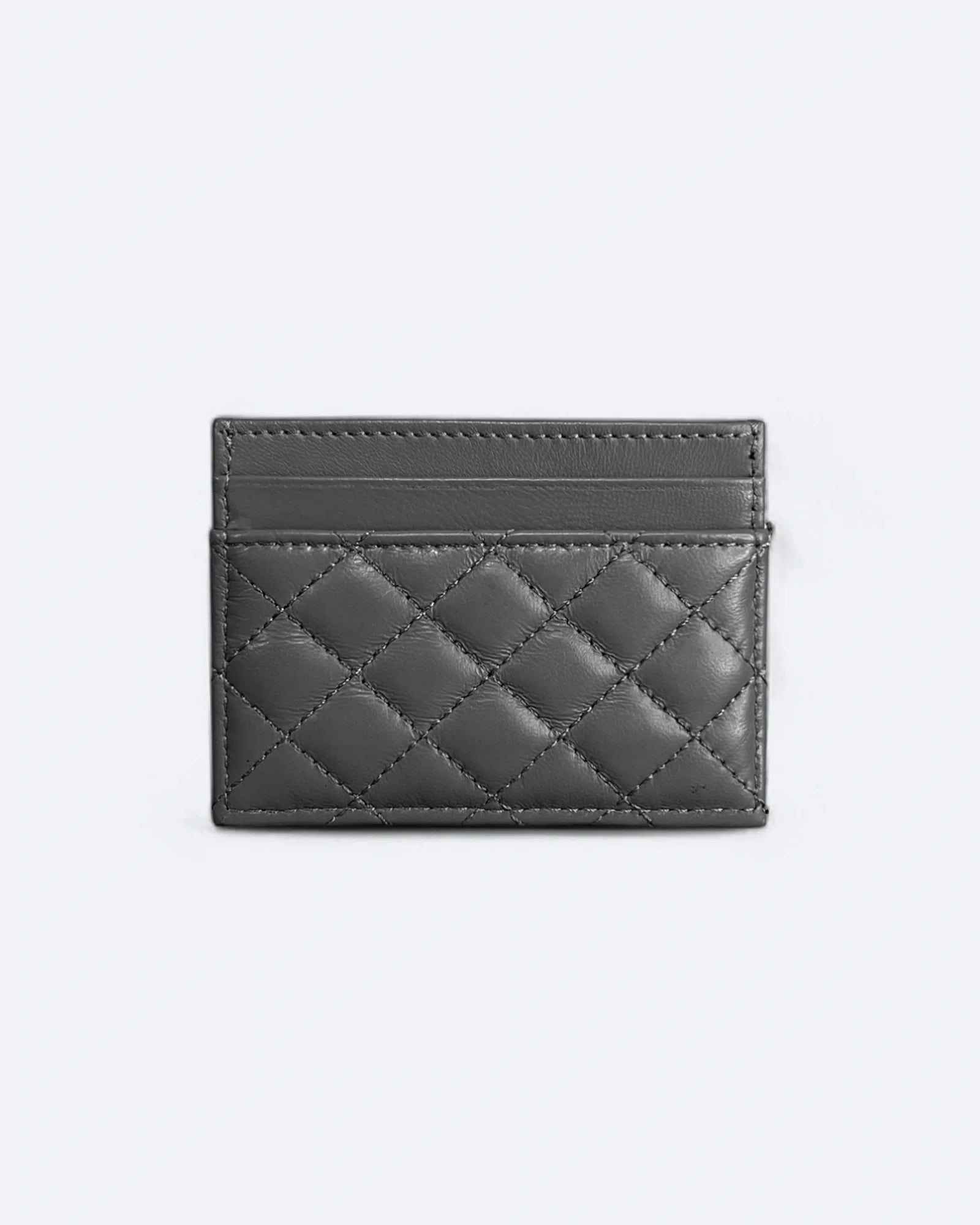 Chanel - Pufové pouzdro na karty - šedé