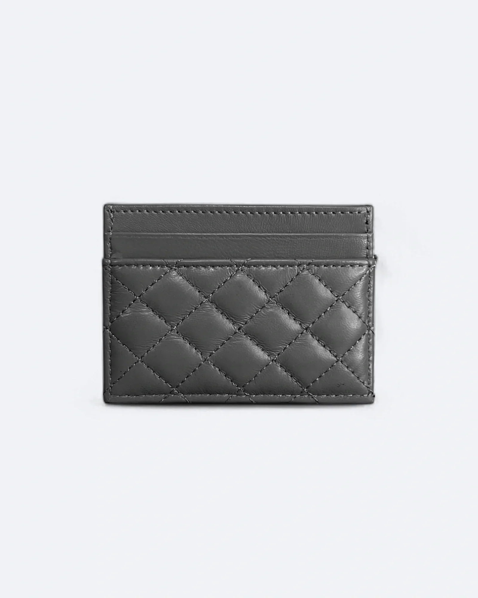 Chanel - Pufové pouzdro na karty - šedé