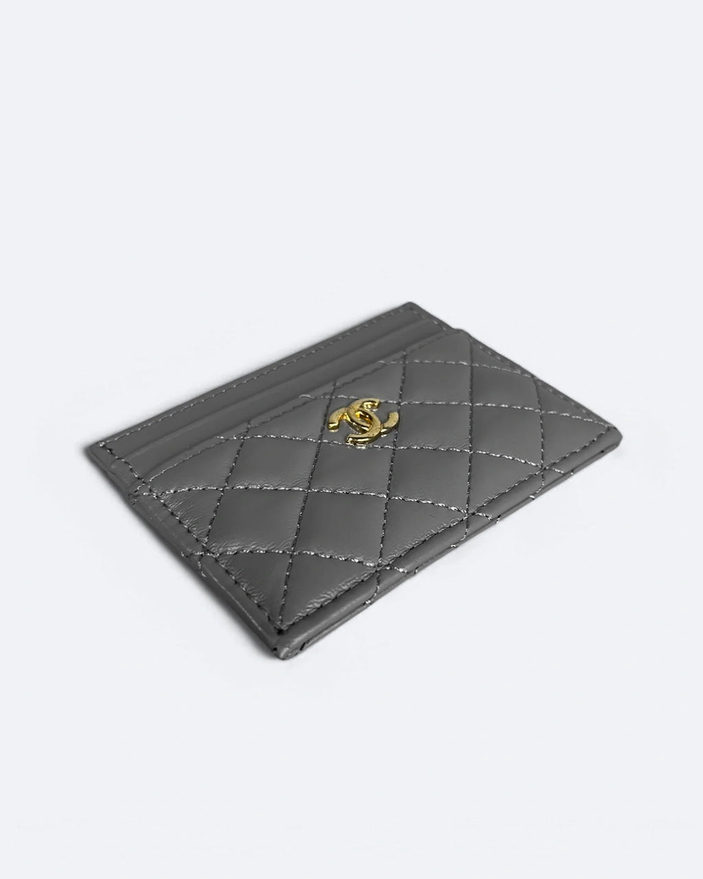 Chanel - Pufové pouzdro na karty - šedé