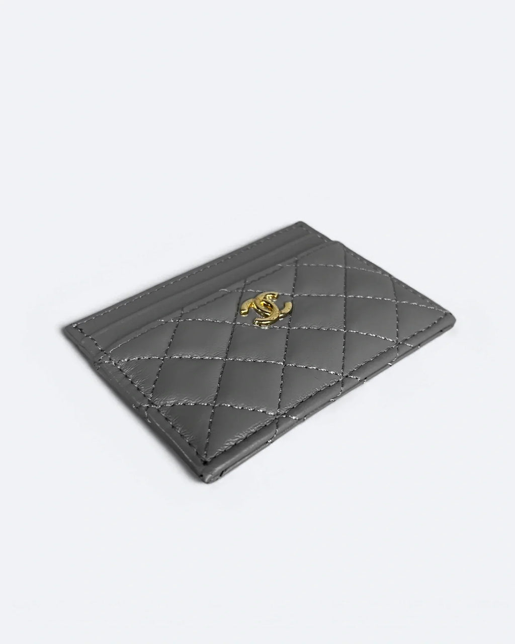 Chanel - Pufové pouzdro na karty - šedé