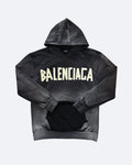 Balenciaga – mikina s kapucí a sepraným efektem Yellow Tape – Washed Black