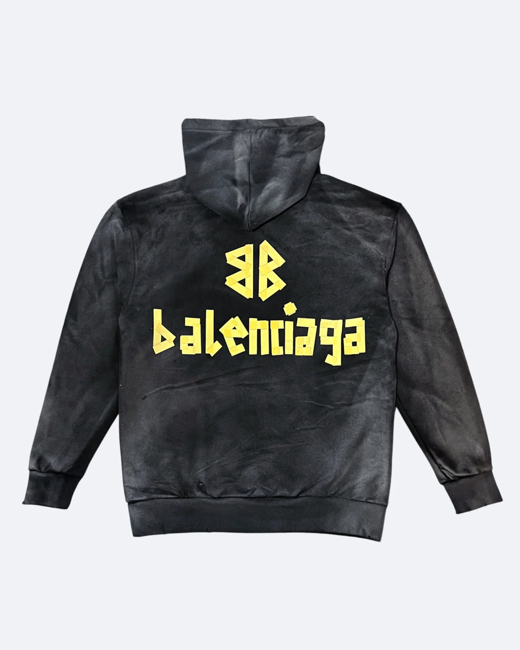 Balenciaga – mikina s kapucí a sepraným efektem Yellow Tape – Washed Black