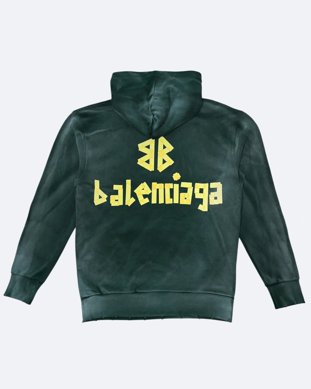Balenciaga – Mikina s kapucí s potiskem žluté pásky – Sepraná zelená