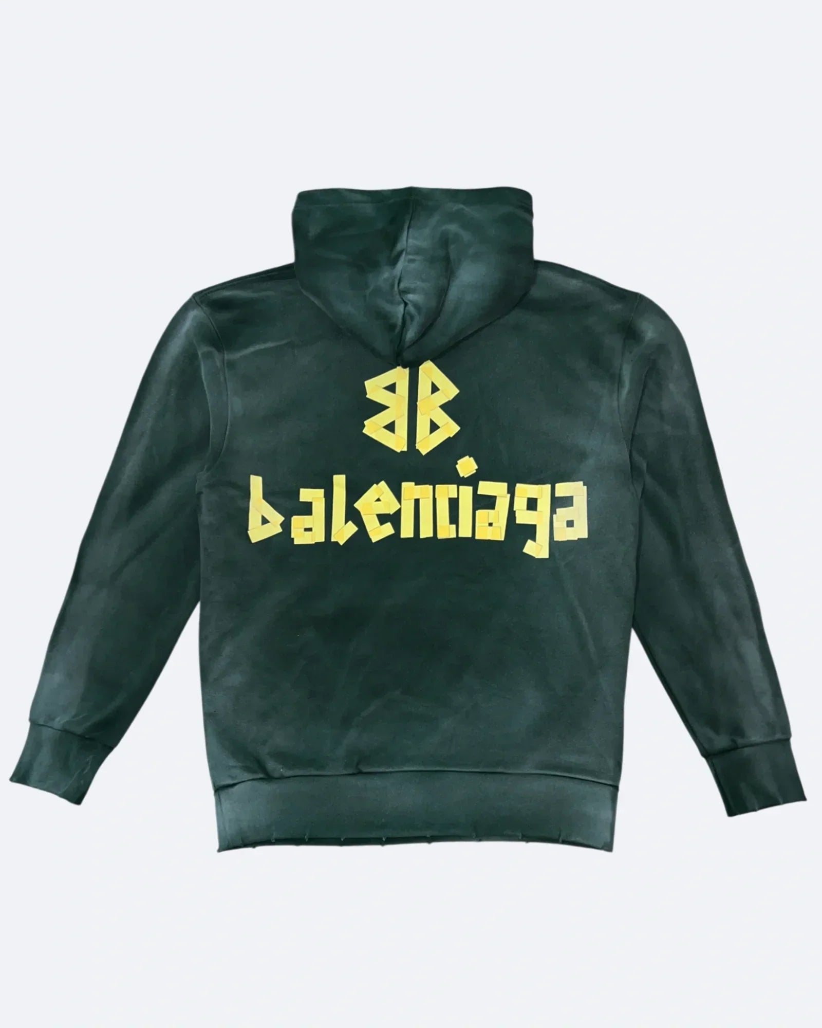 Balenciaga – Mikina s kapucí s potiskem žluté pásky – Sepraná zelená