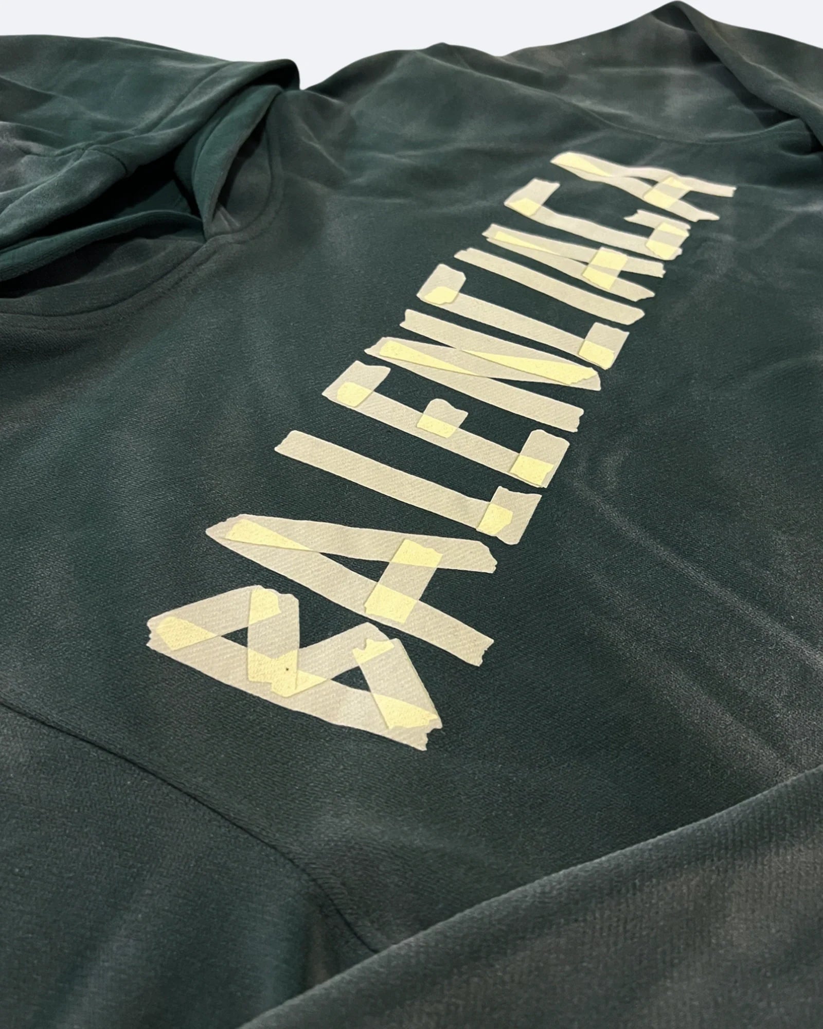 Balenciaga – Mikina s kapucí s potiskem žluté pásky – Sepraná zelená