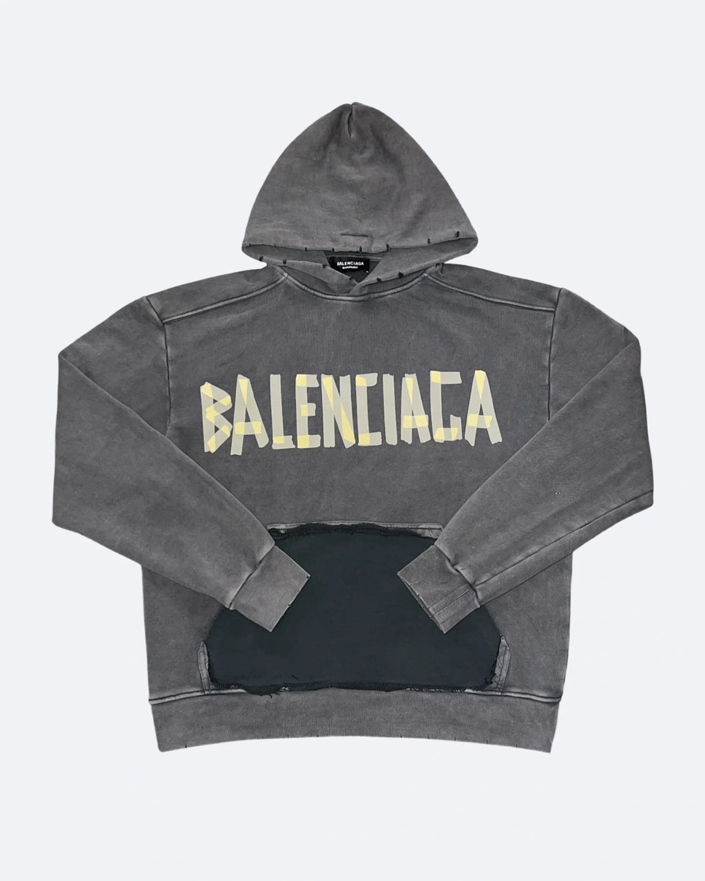 Balenciaga – Mikina s kapucí a sepraným efektem Yellow Tape – šedá